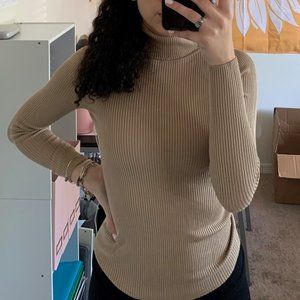 Khaki Long Sleeve Turtle Neck